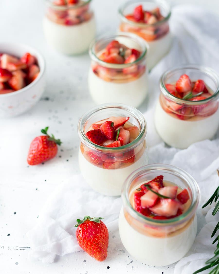 Dairy breakfast jars topped with strawberries